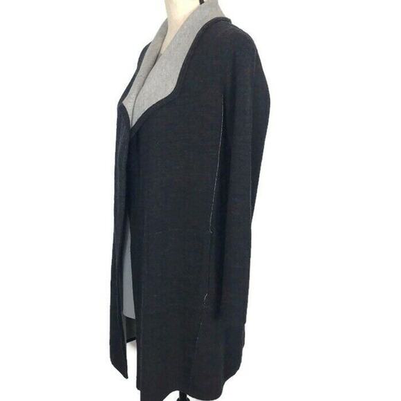 EILEEN FISHER Kimono Jacket Charcoal Felted Merino Doubleknit Sz Petite Med - Picture 6 of 8